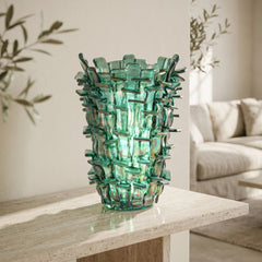 Ritagli Vase — Iridescent Green & Aquamarine