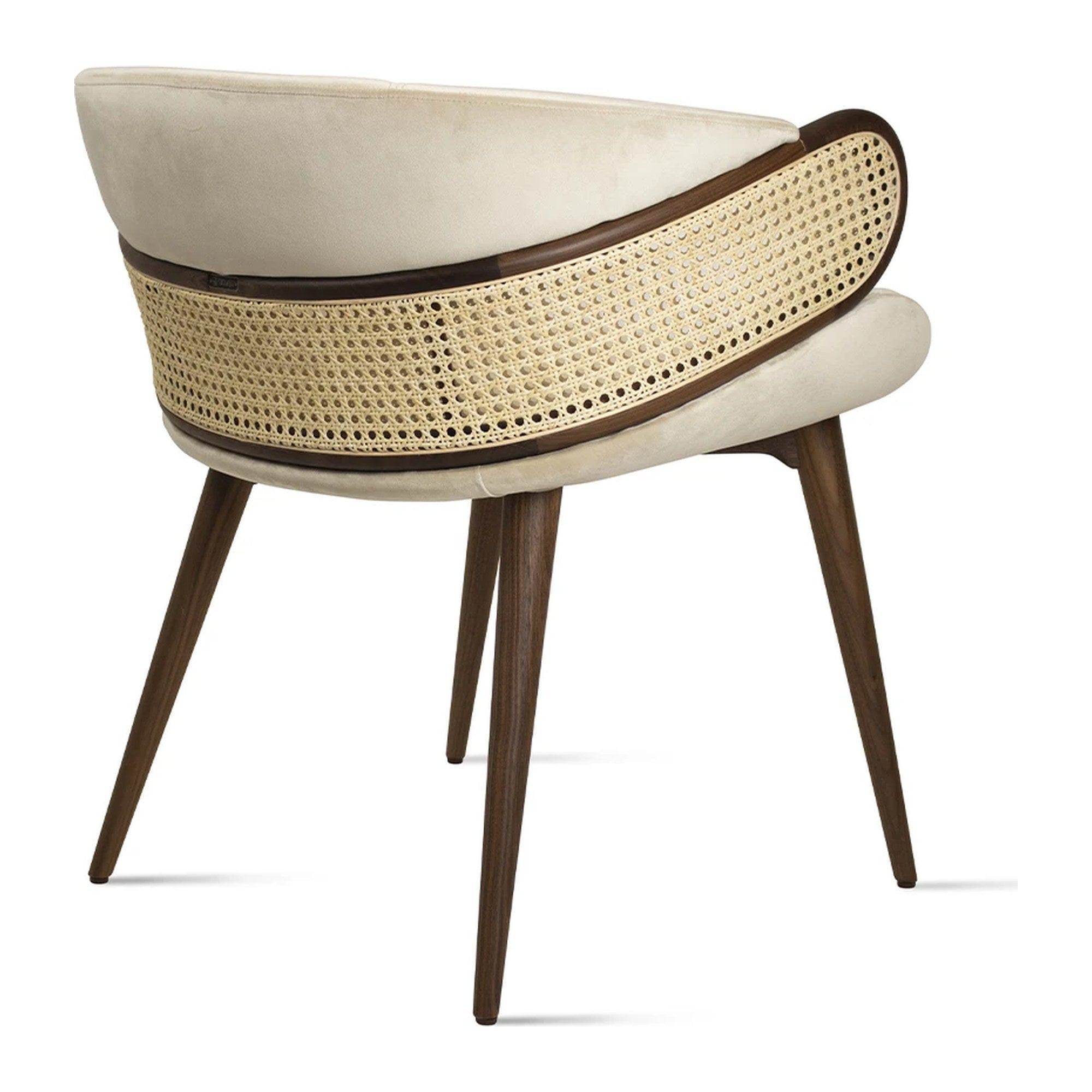 Mudhif Dining Armchair in Suede and Walnut — Alma De Luce