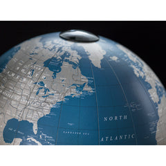 Orbis Dove Grey Desk Globe – Hand-Finished Beechwood Base – Contemporary Consultable Map by Zoffoli - Close-up