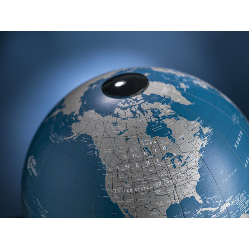 Orbis Dove Grey Desk Globe – Hand-Finished Beechwood Base – Contemporary Consultable Map by Zoffoli - Lifestyle View