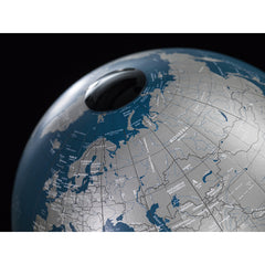 Orbis Dove Grey Desk Globe – Hand-Finished Beechwood Base – Contemporary Consultable Map by Zoffoli - Detail View