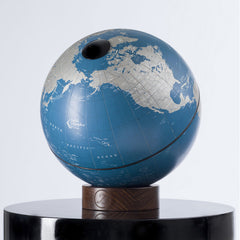 Orbis Dove Grey Desk Globe – Hand-Finished Beechwood Base – Contemporary Consultable Map by Zoffoli - Alternate Angle