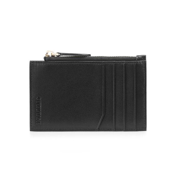 Genuine leather credit card holder with zip