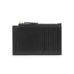 Genuine leather credit card holder with zip