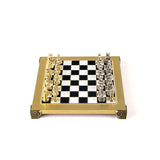 Luxury Black & Gold Metal Chess Set by Manopoulos - Close-up