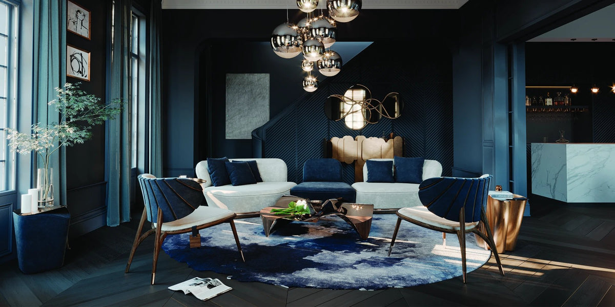 Uchiwa Armchair in Velvet and American Walnut with Fan Back | Alma De Luce