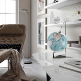 Vela Indaco Desk Globe – Indigo Blue Contemporary Map – Acrylic Sail Frame, Italian Design by Zoffoli - Main View
