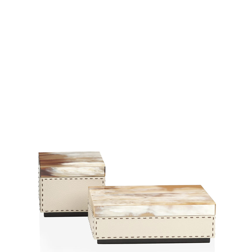 OTTAVIA Box - Ice-cream colour with handmade dark brown stitching - LAZADO