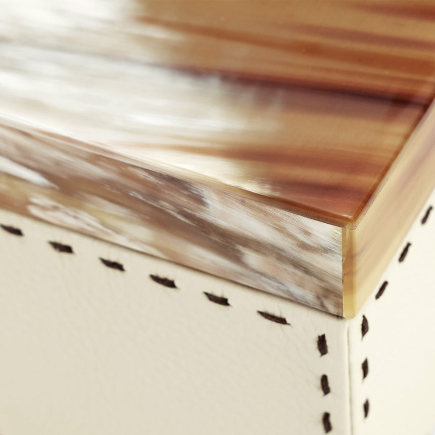 OTTAVIA Box - Ice-cream colour with handmade dark brown stitching - LAZADO