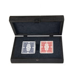 PLASTIC COATED PLAYING CARDS in Dark Grey Leather Croc tote wooden case by Manopoulos - Main View