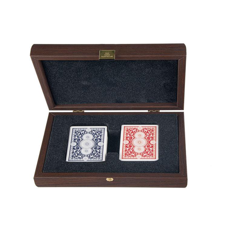 Plastic Coated Playing Cards in wooden case with California Walnut burl. - LAZADO