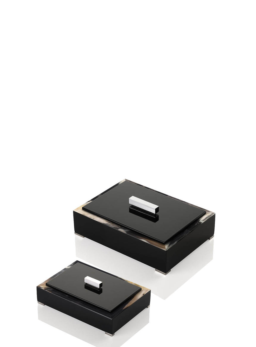 SELENE Box - Rectangular box in dark horn and wood with lacquered black gloss finish - LAZADO