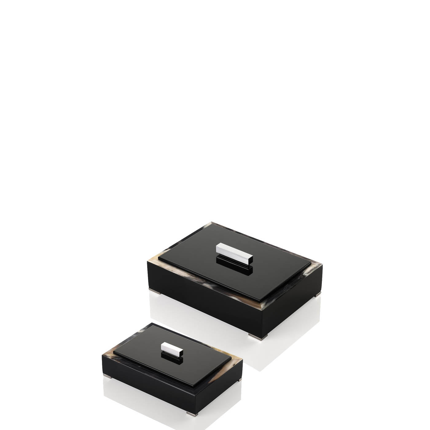 SELENE Box - Rectangular box in dark horn and wood with lacquered black gloss finish - LAZADO