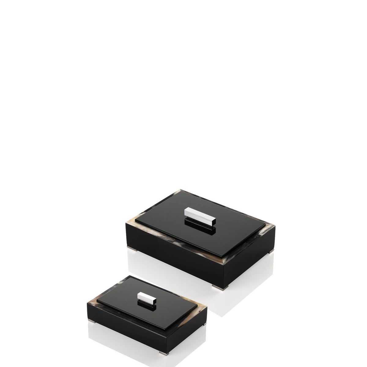 SELENE Box - Rectangular box in dark horn and wood with lacquered black gloss finish - LAZADO