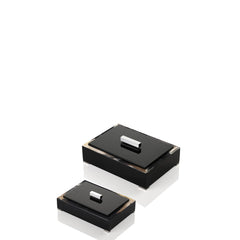 SELENE Box - Rectangular box in dark horn and wood with lacquered black gloss finish - LAZADO