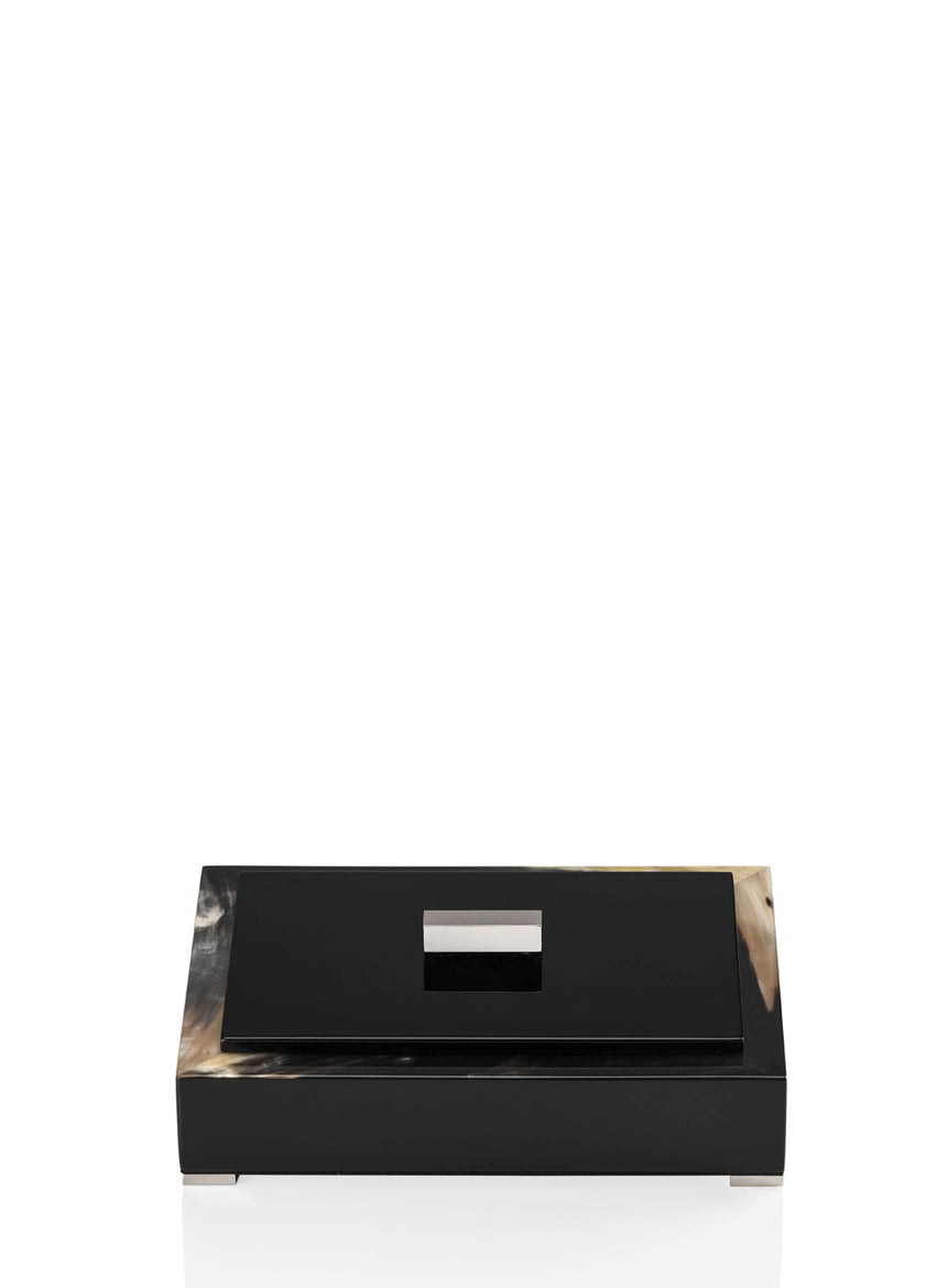 SELENE Box - Rectangular box in dark horn and wood with lacquered black gloss finish - LAZADO