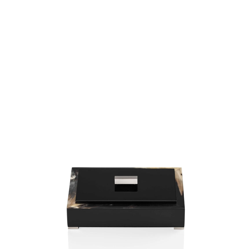 SELENE Box - Rectangular box in dark horn and wood with lacquered black gloss finish - LAZADO