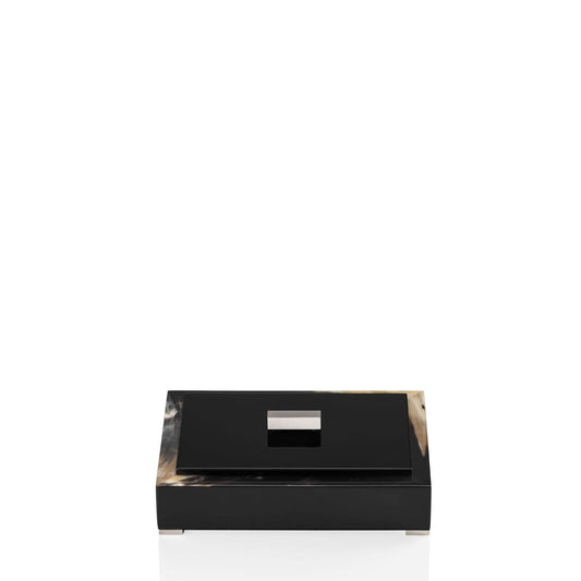 SELENE Box - Rectangular box in dark horn and wood with lacquered black gloss finish - LAZADO