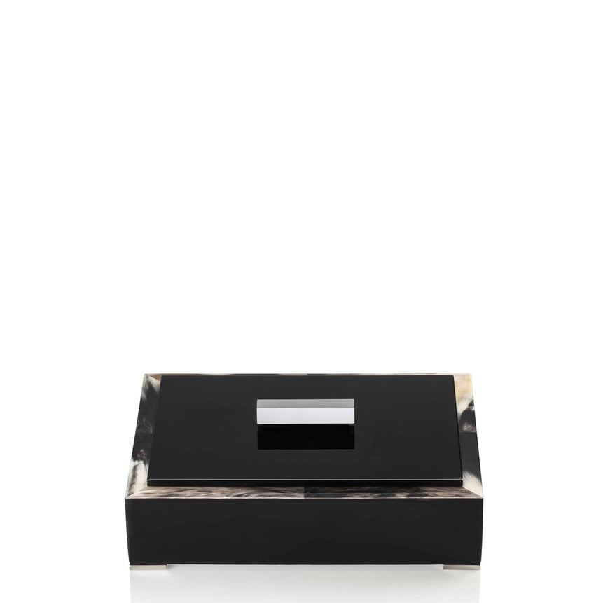 SELENE Box - Rectangular box in dark horn and wood with lacquered black gloss finish - LAZADO