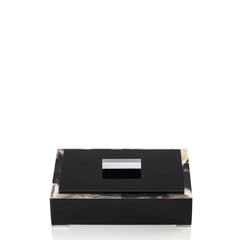 SELENE Box - Rectangular box in dark horn and wood with lacquered black gloss finish - LAZADO