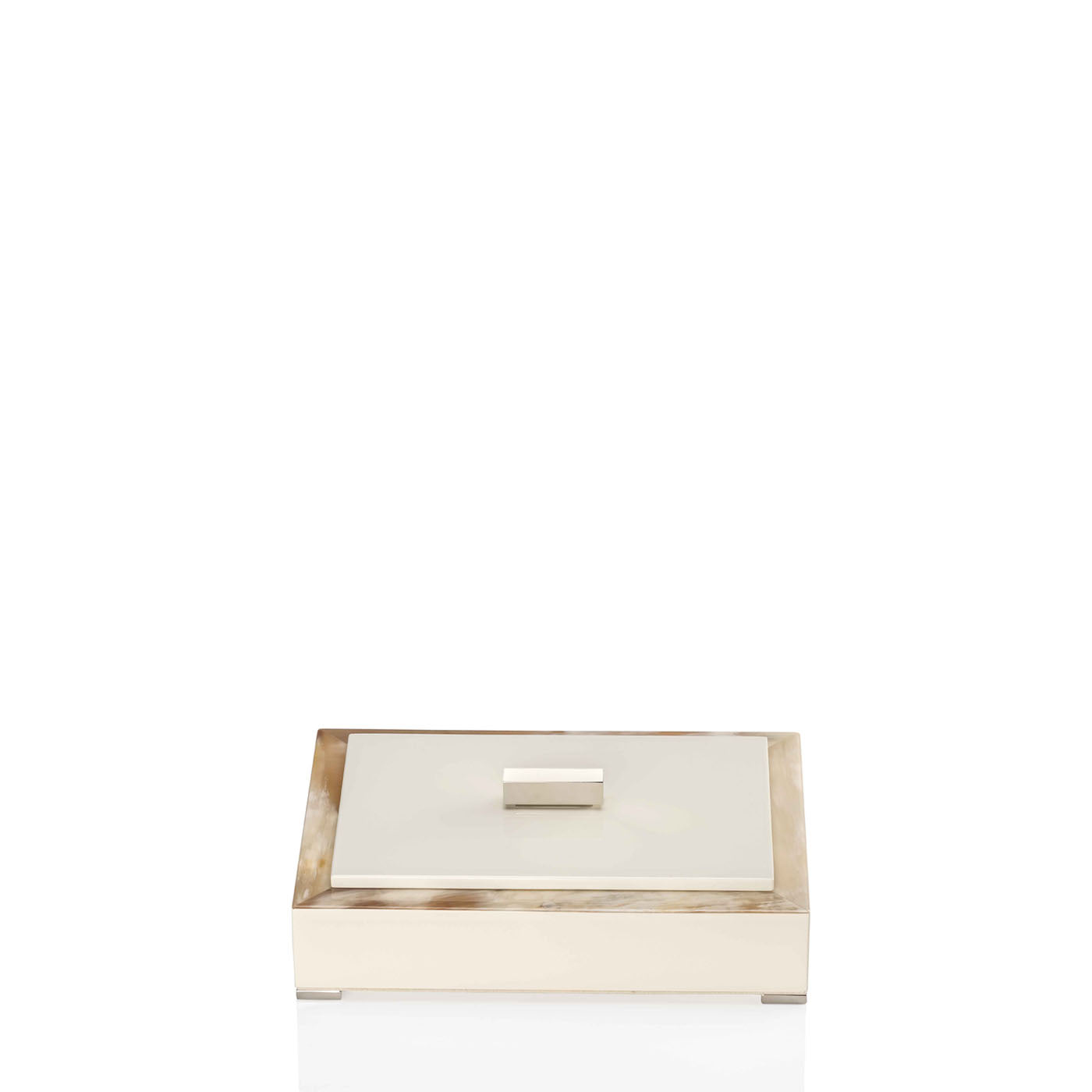 SELENE Box - Rectangular box in horn and wood with lacquered ivory gloss finish - LAZADO