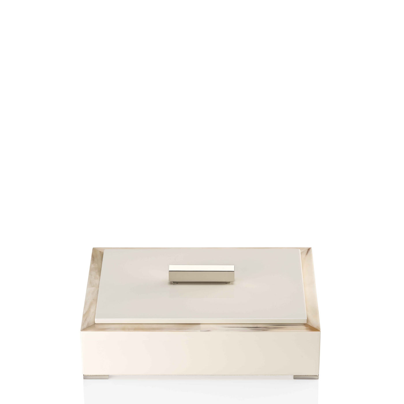 SELENE Box - Rectangular box in horn and wood with lacquered ivory gloss finish - LAZADO