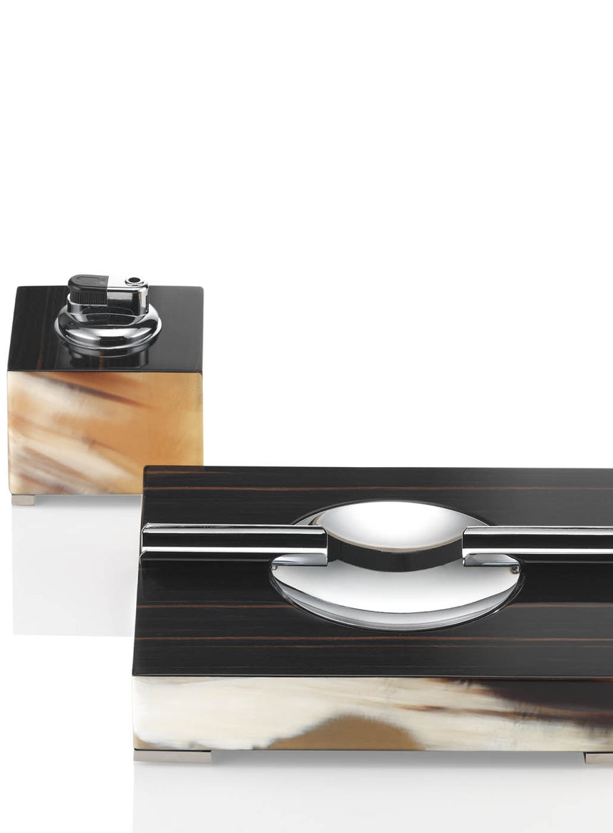 TEODOR Ash Tray, Lighter  glossy and chromed brass. - LAZADO