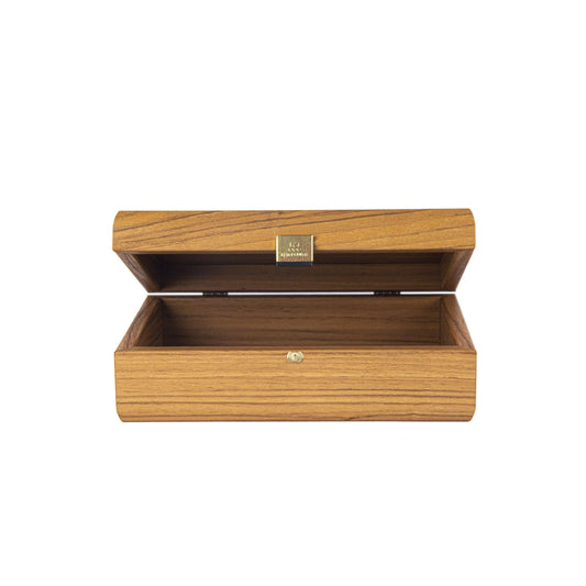 WALNUT WOODEN BOX with Brown Leatherette top - LAZADO