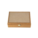 WALNUT WOODEN BOX with Brown Leatherette top by Manopoulos - Detail View