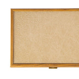 WALNUT WOODEN BOX with Brown Leatherette top by Manopoulos - Close-up