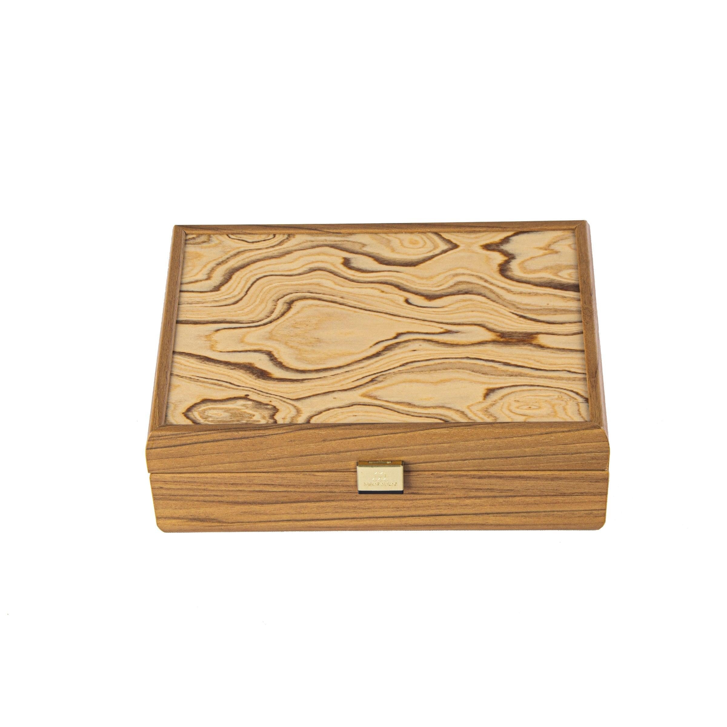 WALNUT WOODEN BOX with natural Italian Olive burl top - LAZADO