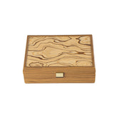 WALNUT WOODEN BOX with natural Italian Olive burl top by Manopoulos - Main View