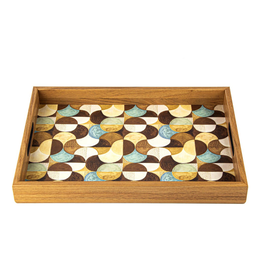 WOODEN TRAY with printed design - ART DECO TURQUOISE - LAZADO