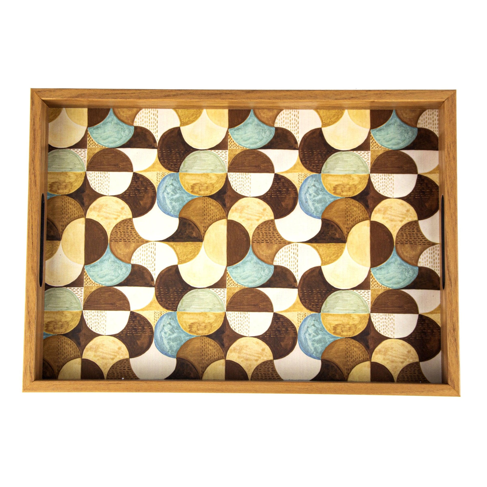 WOODEN TRAY with printed design - ART DECO TURQUOISE - LAZADO