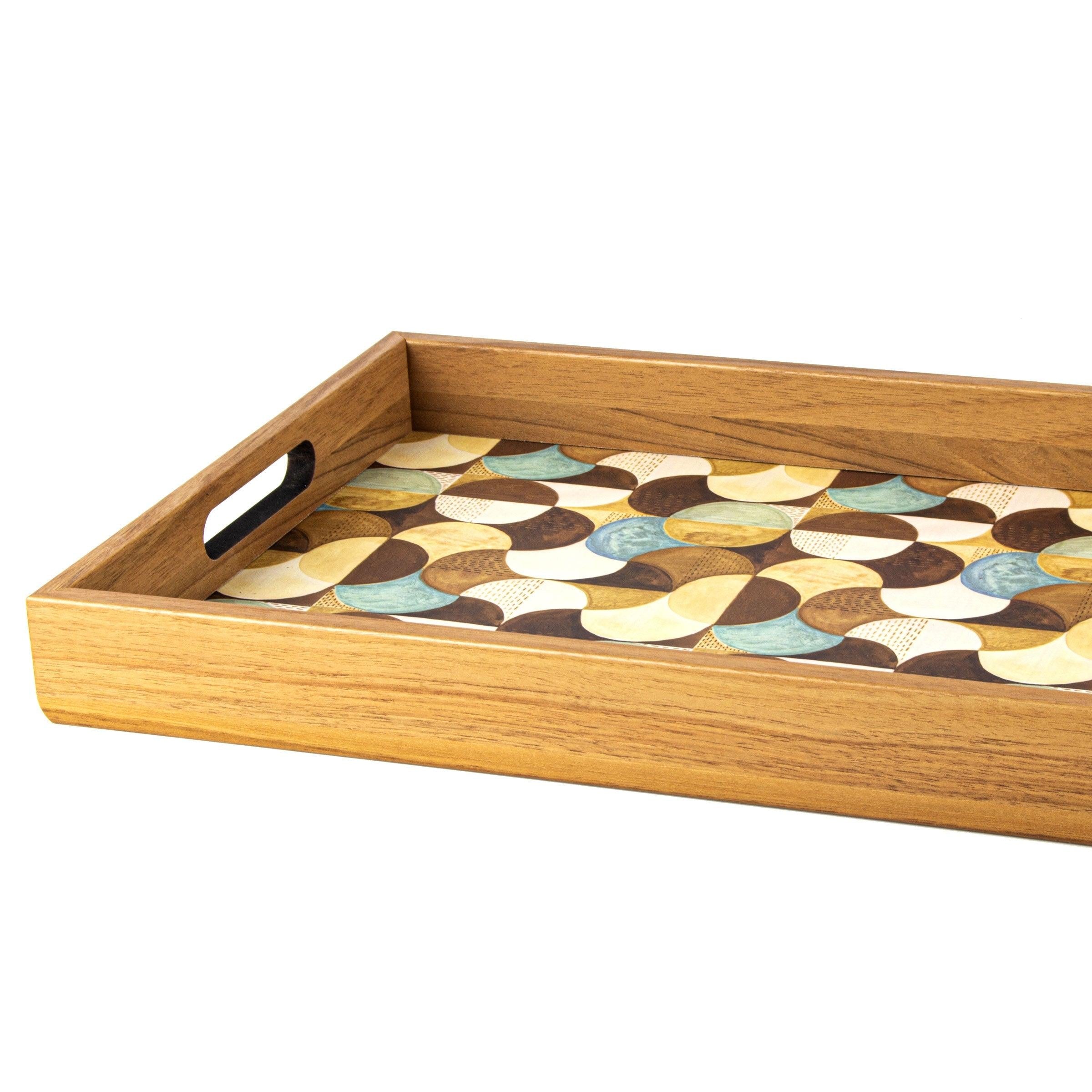 WOODEN TRAY with printed design - ART DECO TURQUOISE - LAZADO