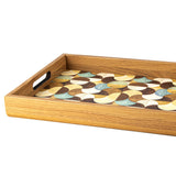 WOODEN TRAY with printed design - ART DECO TURQUOISE by Manopoulos - Detail View