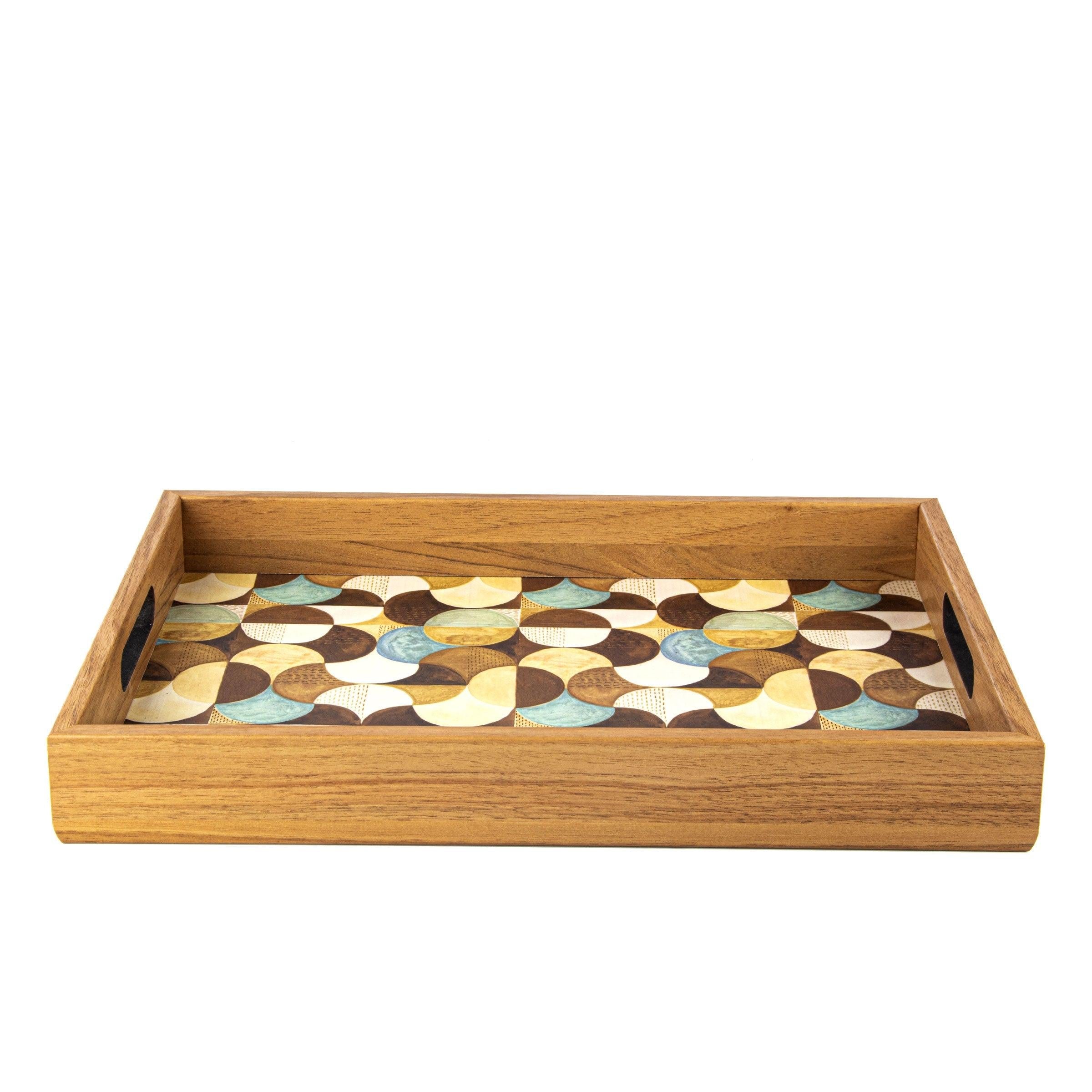 WOODEN TRAY with printed design - ART DECO TURQUOISE - LAZADO