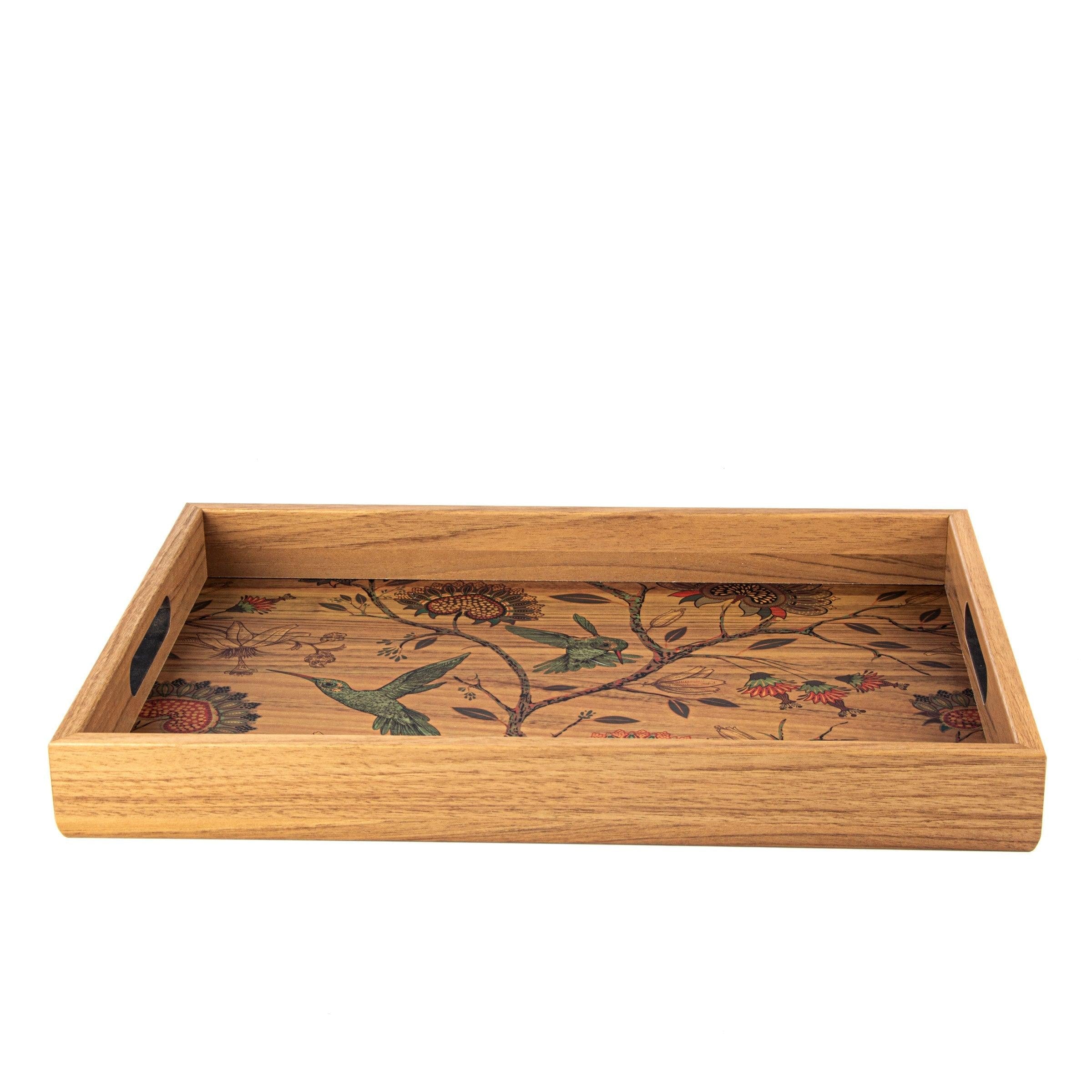 WOODEN TRAY with printed design - BIRDS - LAZADO