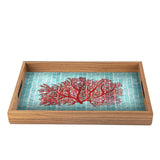 WOODEN TRAY with printed design - CORAL by Manopoulos - Close-up