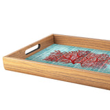 WOODEN TRAY with printed design - CORAL by Manopoulos - Detail View