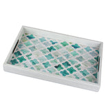 WOODEN TRAY with printed design - GREEN MOSAIC by Manopoulos - Detail View