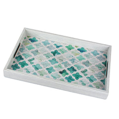 WOODEN TRAY with printed design - GREEN MOSAIC - LAZADO