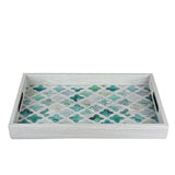 WOODEN TRAY with printed design - GREEN MOSAIC by Manopoulos - Alternate Angle