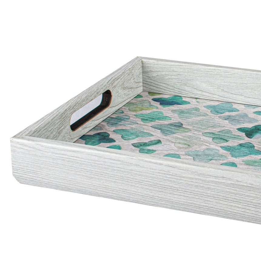 WOODEN TRAY with printed design - GREEN MOSAIC - LAZADO