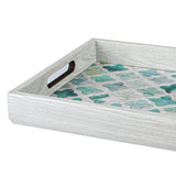 WOODEN TRAY with printed design - GREEN MOSAIC by Manopoulos - Close-up
