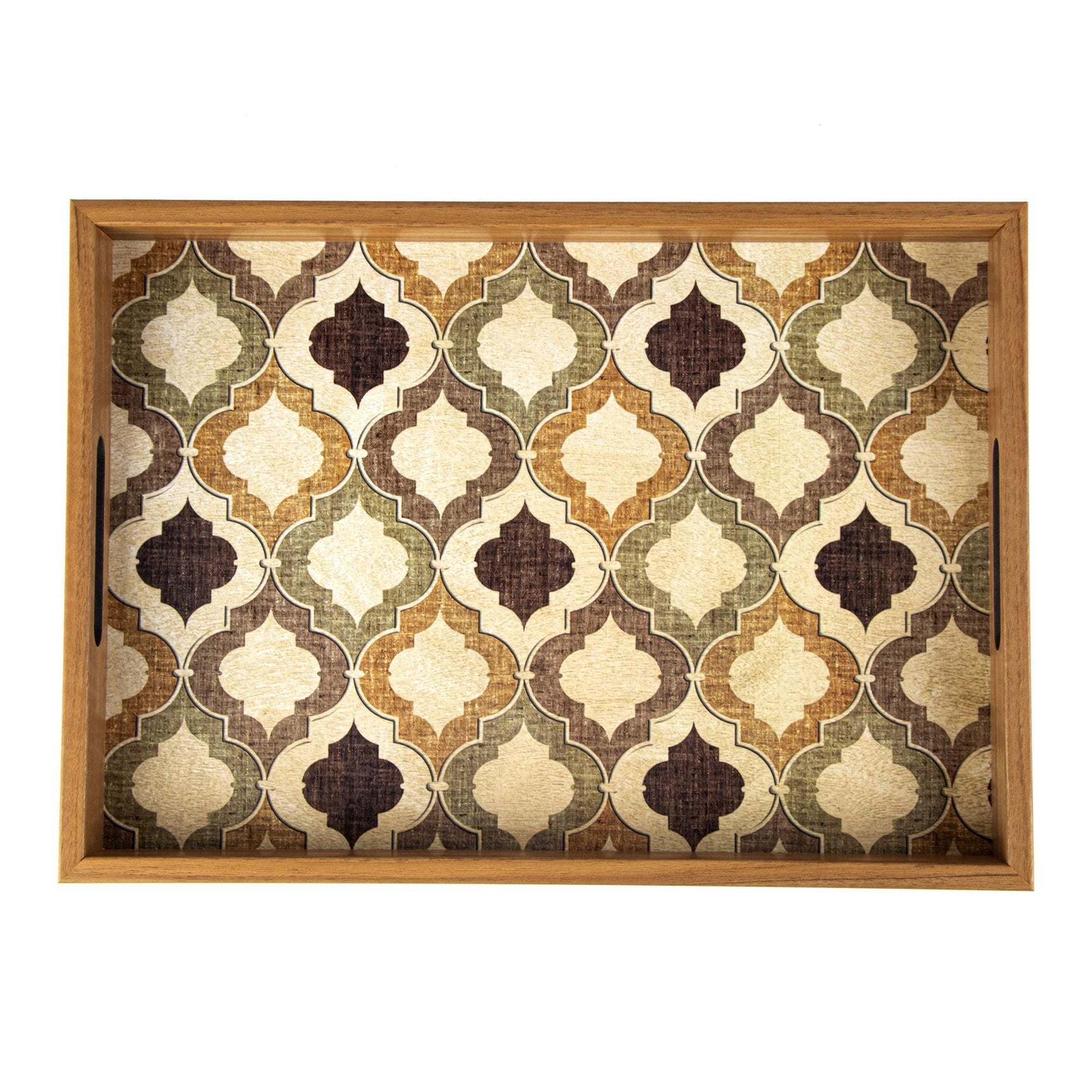 WOODEN TRAY with printed design - MOROCCAN STYLE - LAZADO