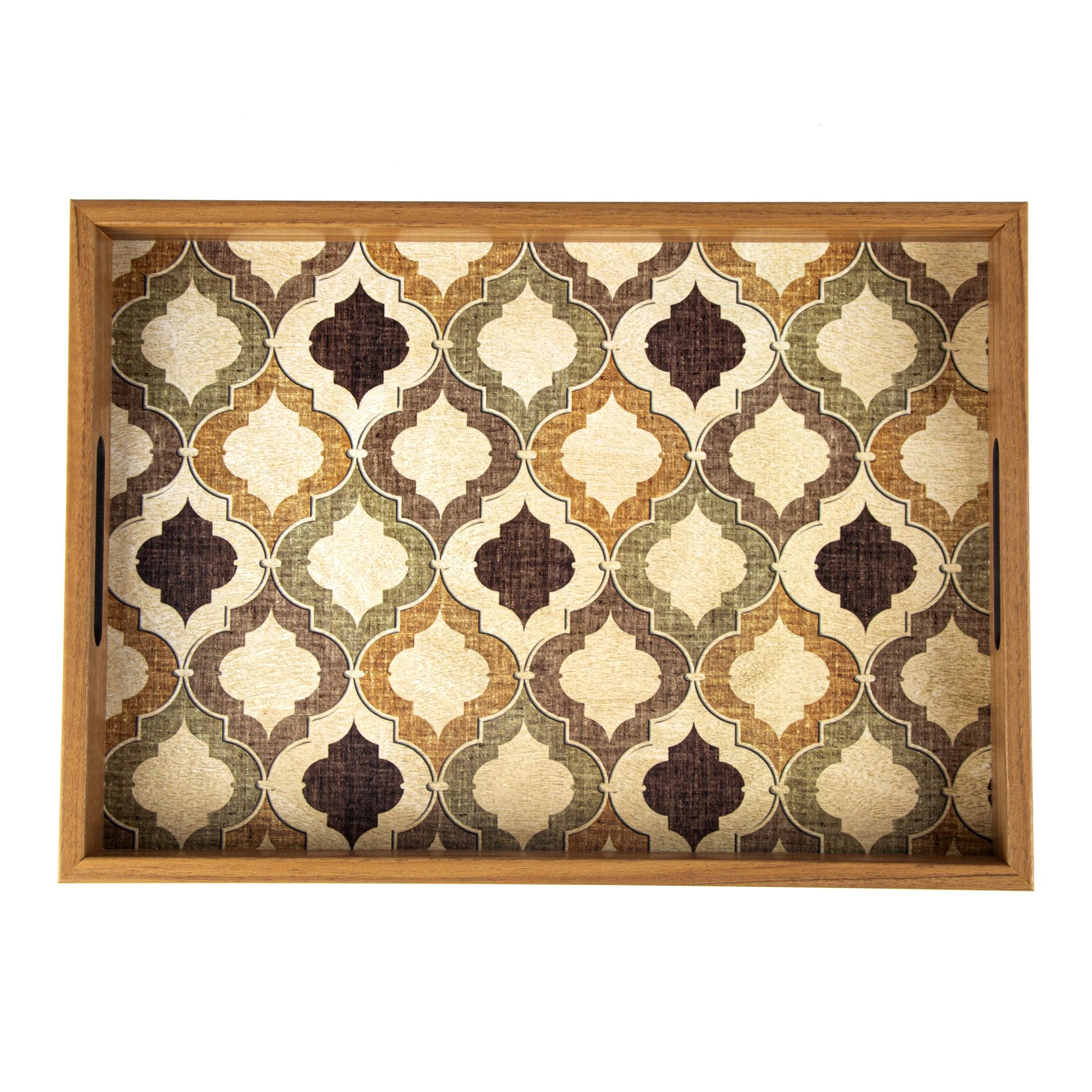 WOODEN TRAY with printed design - MOROCCAN STYLE - LAZADO