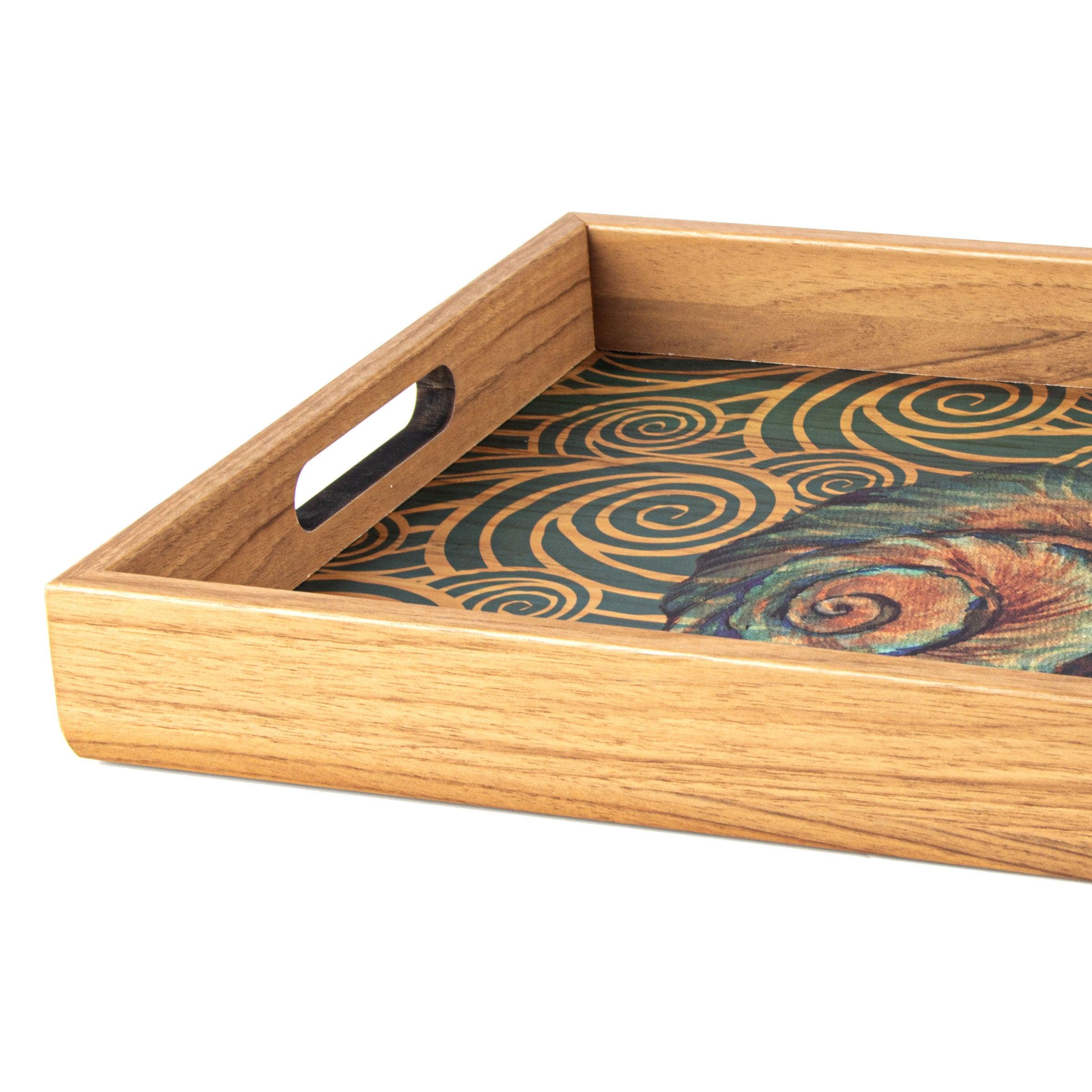 WOODEN TRAY with printed design - OCEAN - LAZADO