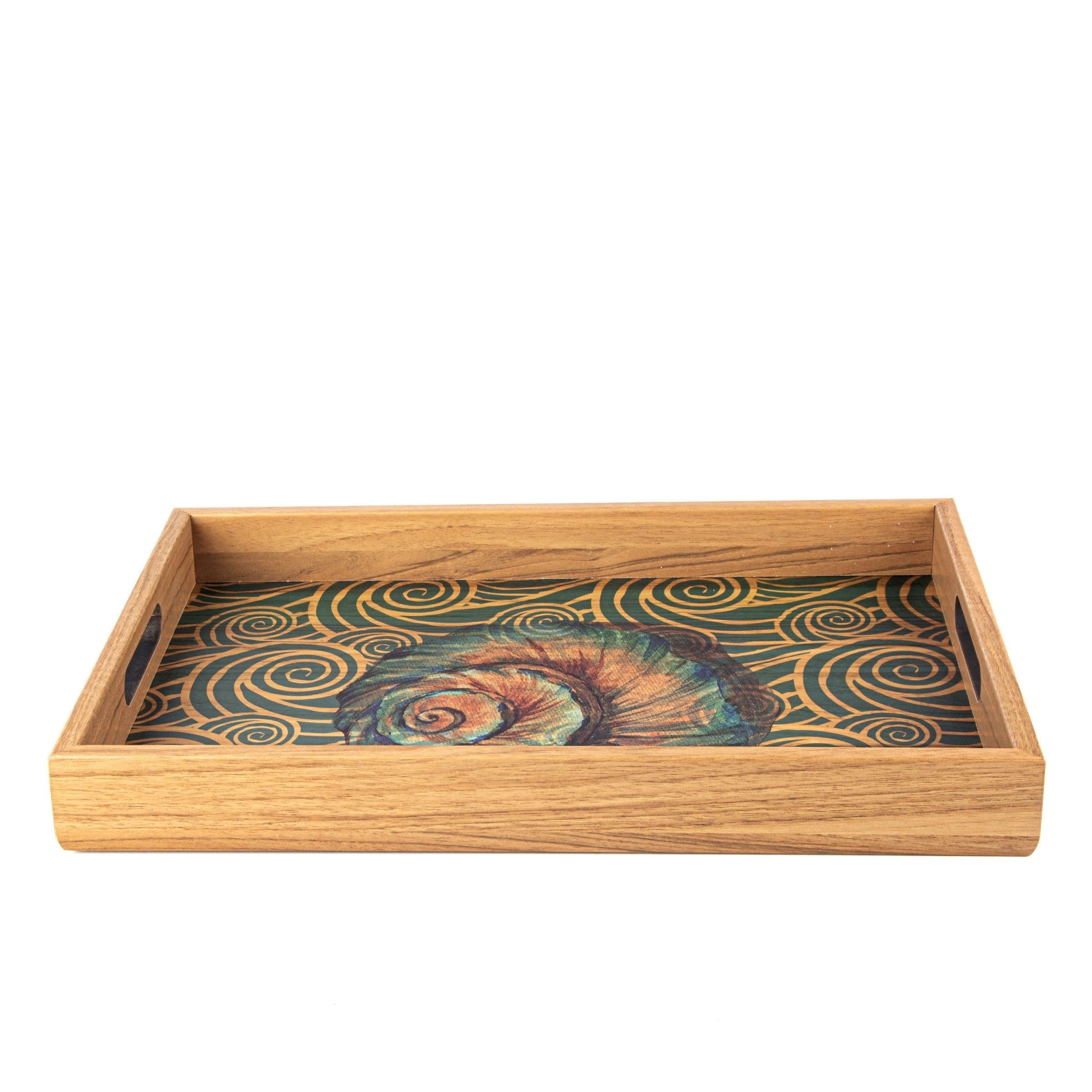 WOODEN TRAY with printed design - OCEAN - LAZADO