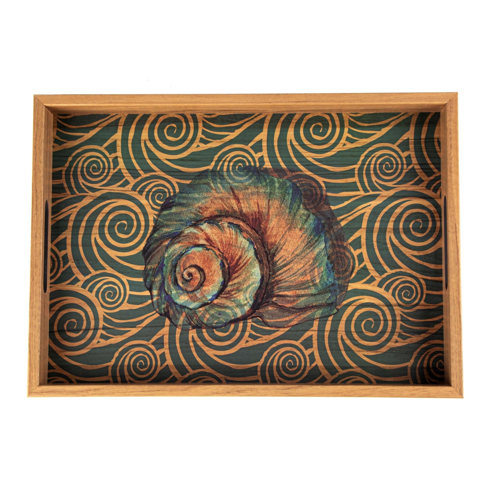 WOODEN TRAY with printed design - OCEAN - LAZADO